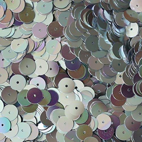 Loose Silver Sequins 8mm Flat Paillettes ~ Silver Rainbow Iris Metallic nuKN-1290