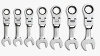 7 Pc. GEARWRENCH 12 Pt. Stubby Flex Head Ratcheting Combination Wrench Set, SAE - 9570