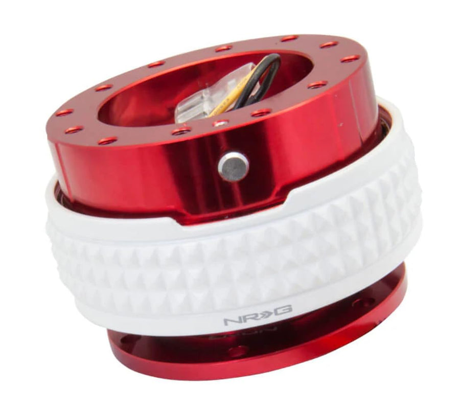 NRG Innovations Gen 2.1 NRG-SRK-210RD-GL Race Steering Wheel Quick Release Kit Adapter, Red Body/Glow in the Dark Pyramid Ring