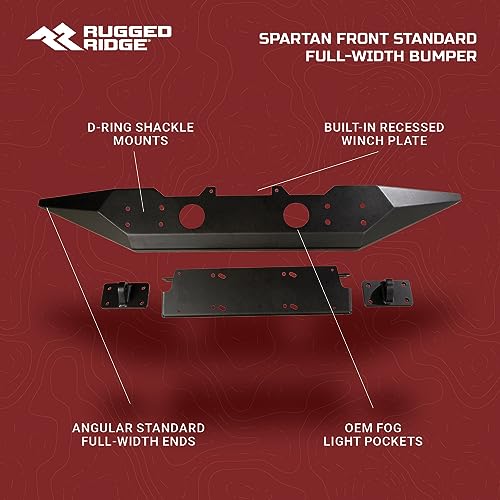 Spartan Rugged Ridge Bumper, Front | Full-Width w/Standard Ends, Steel, Smooth Black | 11548.73 | Fits 2007-2018 Jeep Wrangler JK
