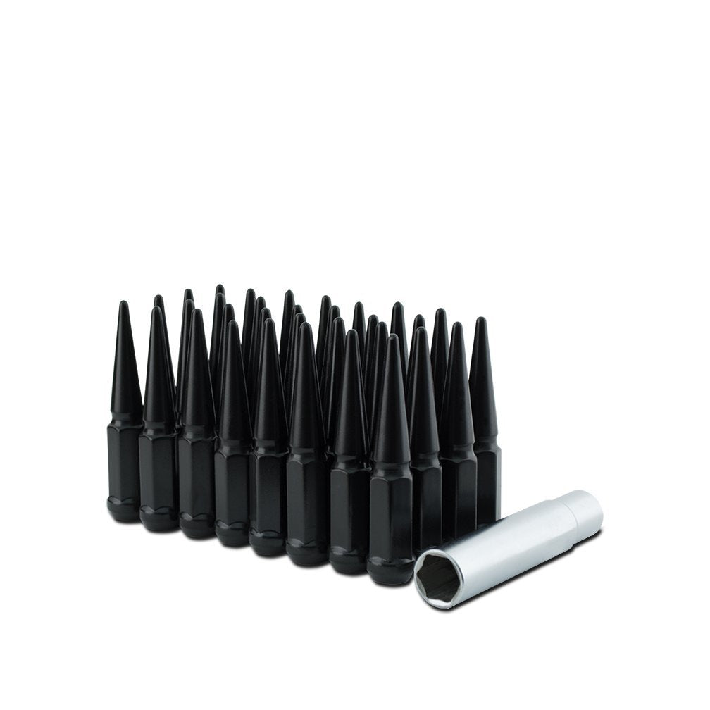 Spiked Metal Lugz Chrome 9/16" Thread 4.4" Overall Length kit Contains 32 Lugs & 1 Key