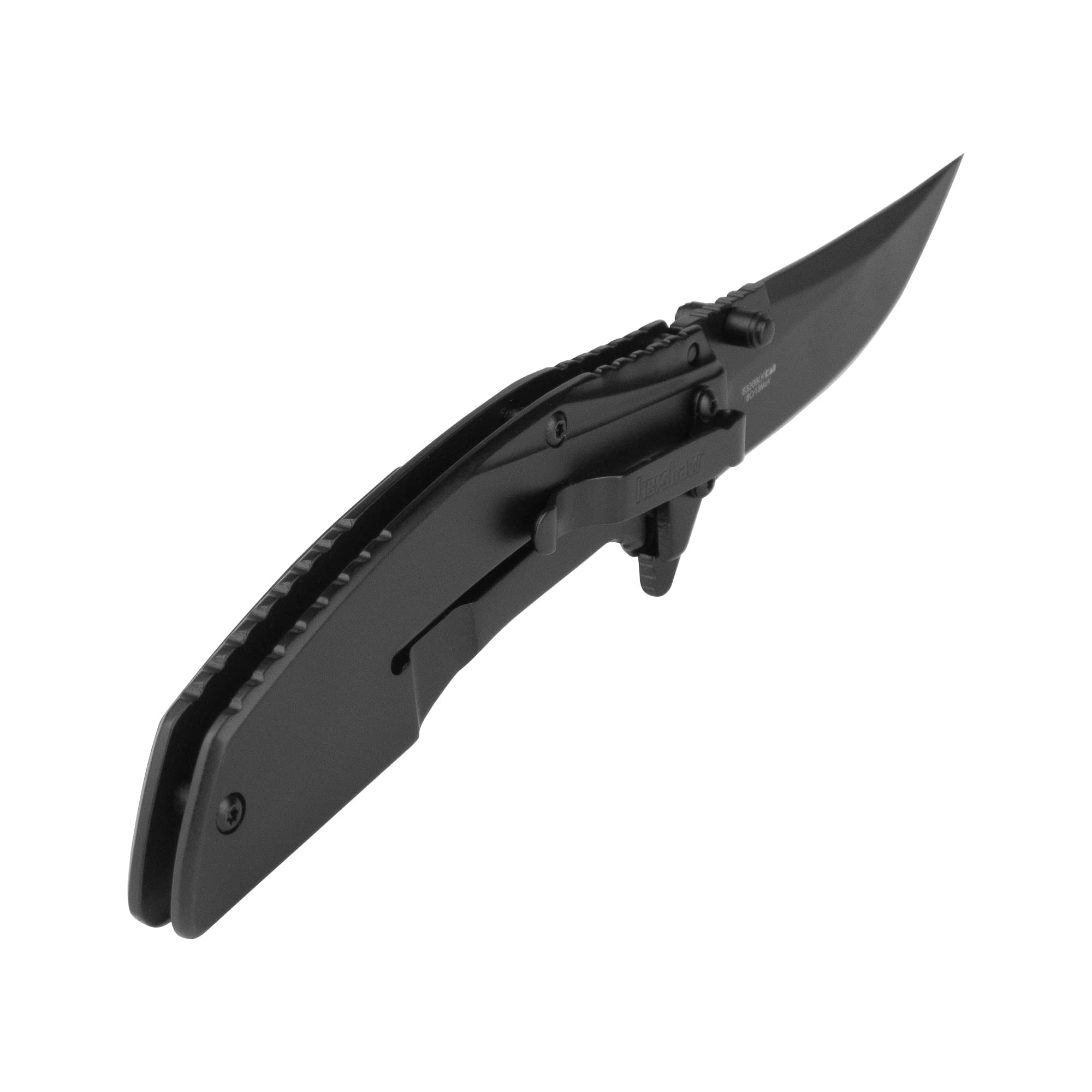 Outright Kershaw Pocket Knife, Black, 3 Inch Stainless Steel Trailing Point Plain Edge Blade, EDC with Assisted Opening, Deep-Carry Pocketclip, Everyday Carry Pocket Knife for Men and Women