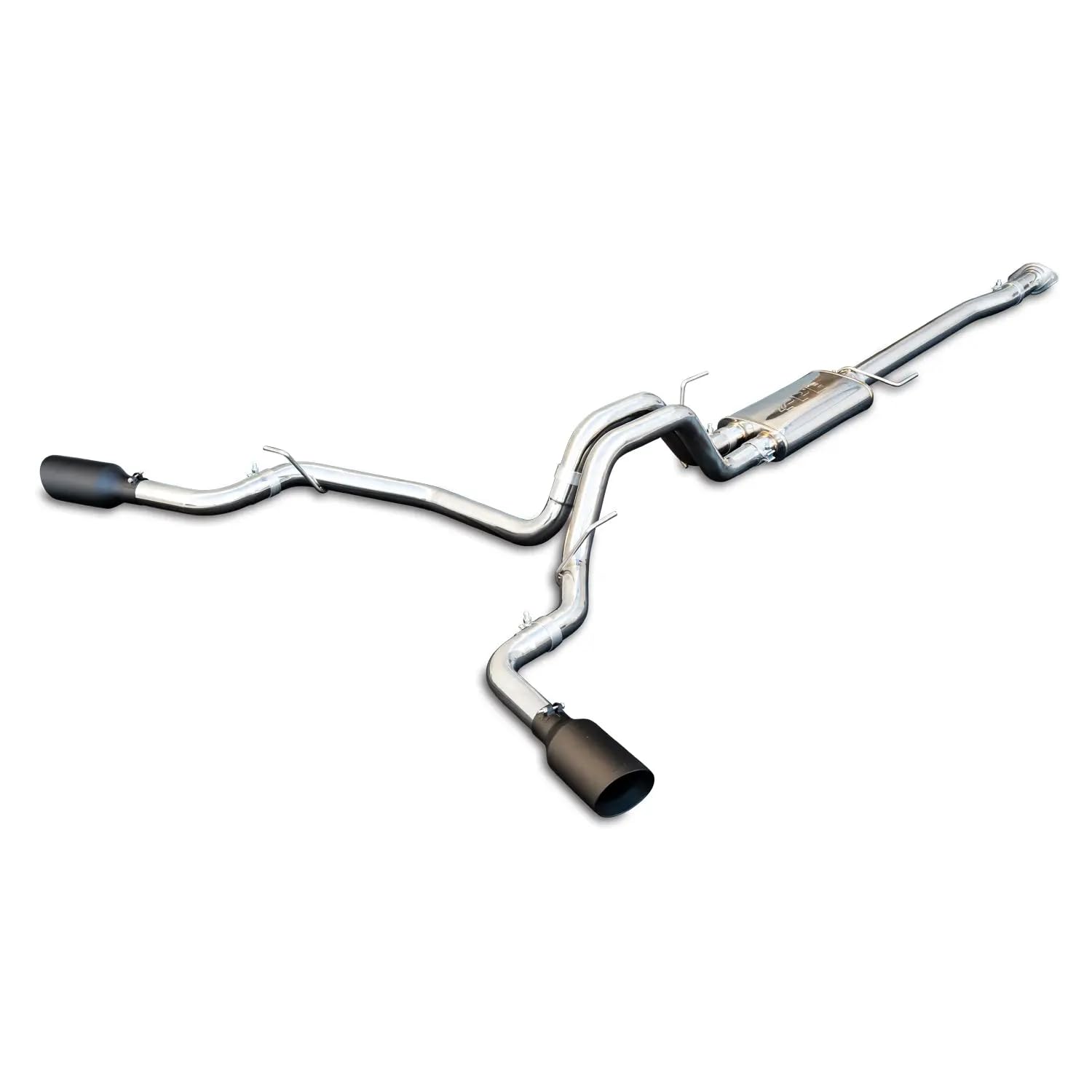 Ford F150 Cat-Back Exhaust Systems Black Ceramic Coated Tips 2015-2022 Polished Tubes