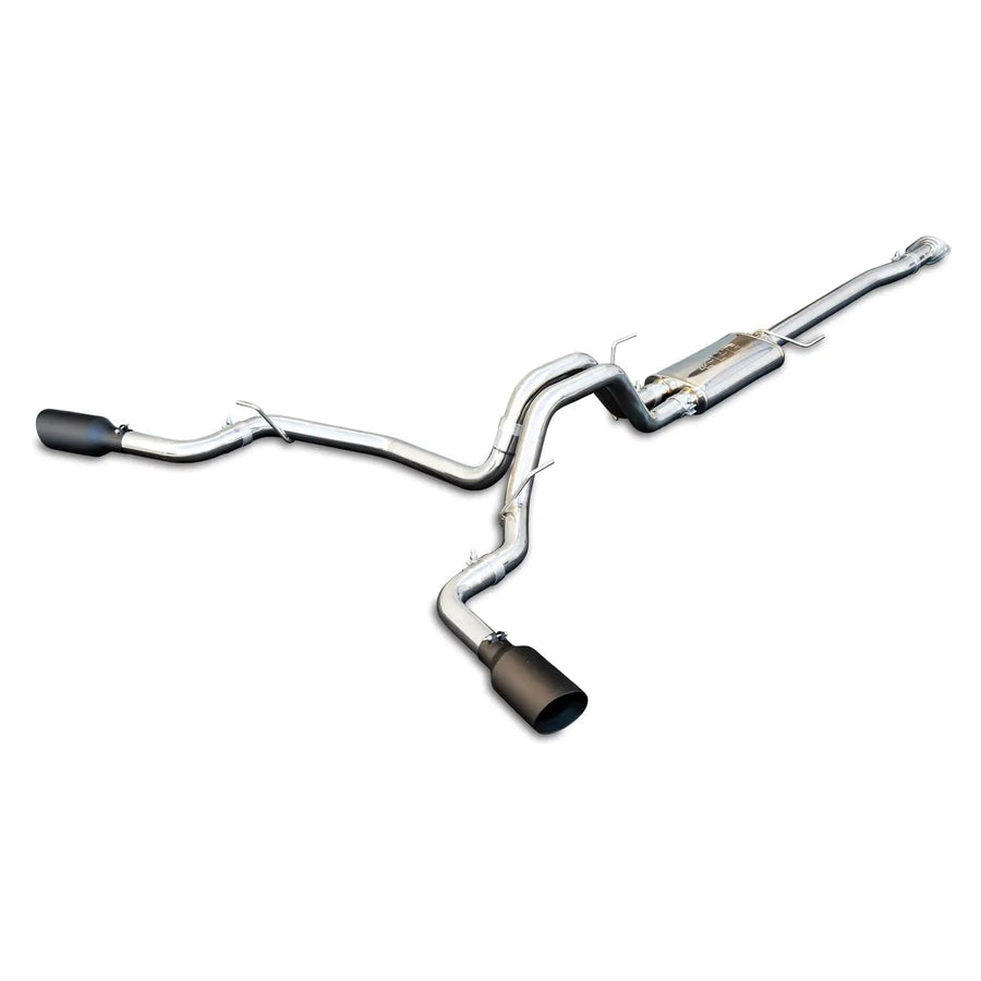 Ford F150 Cat-Back Exhaust Systems Black Ceramic Coated Tips 2015-2022 Polished Tubes