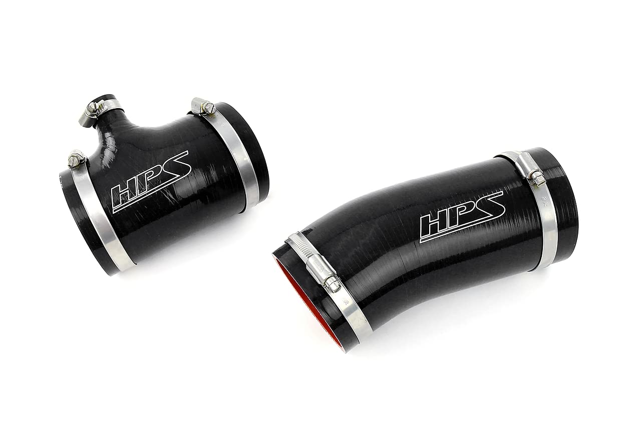 Black Silicone Air Intake Hose Kit HPS Performance Compatible for 1991-1992 Toyota Land Cruiser FJ80 4.0L 3F-E, 57-2104-BLK