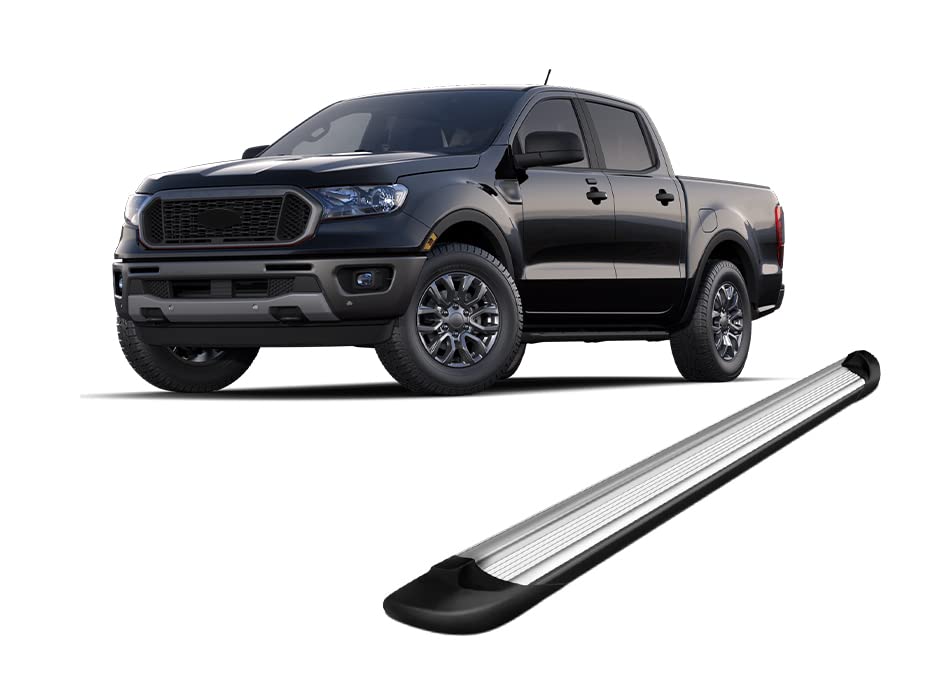 Silver Black Horse Aluminum Transporter Running Boards Compatible with 2019-2022 Ford Ranger