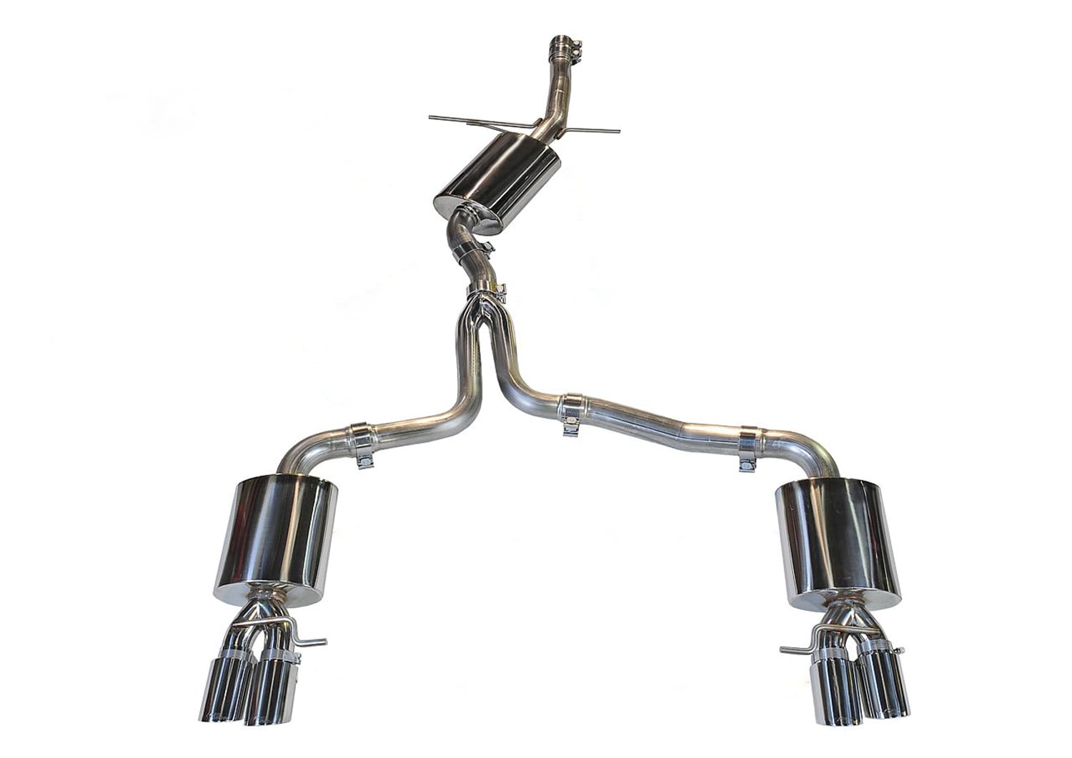 Audi B8 A4 AWE Tuning Touring Edition Exhaust - Quad Tip Polished Silver Tips - Does Not Fit Cabrio