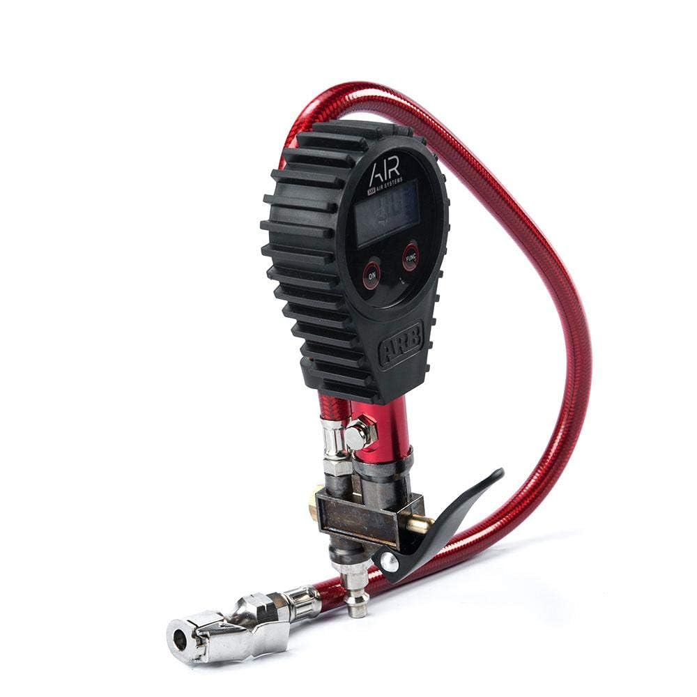 ARB Digital Tire Pressure Gauge ARB601 with Braided Hose and Chuck, Inflator and Deflator 25-75 PSI Readings