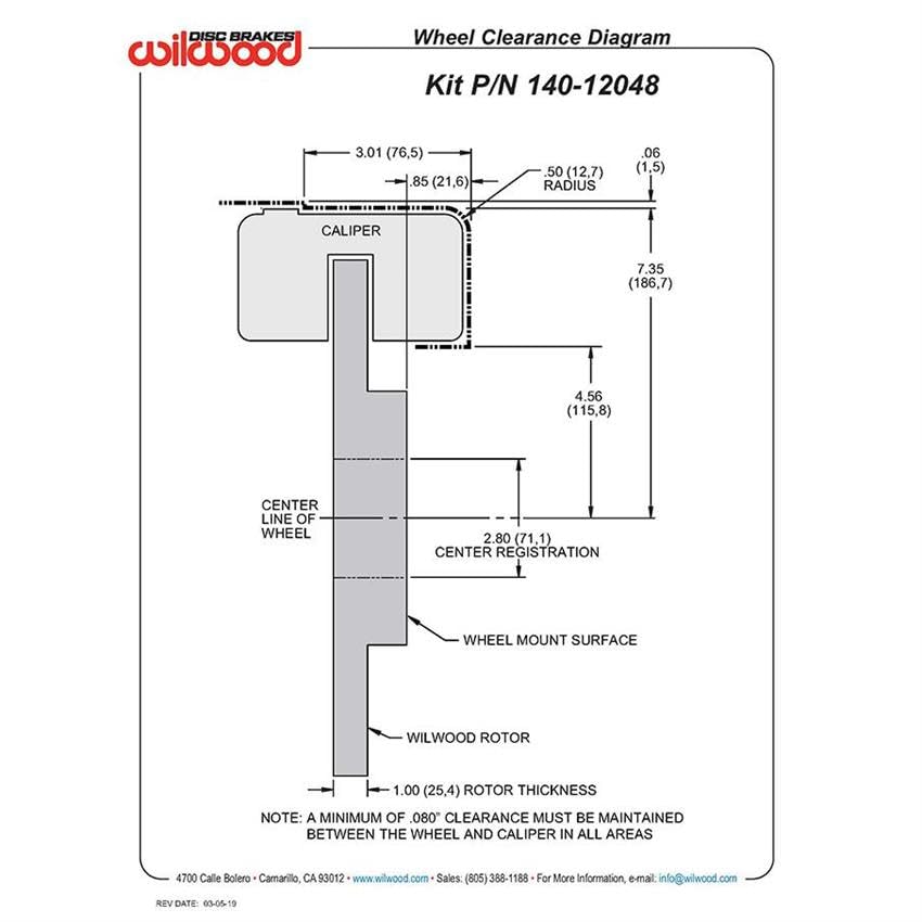 140-12048-R Wilwood KIT,FRONT,FFR,DP6,12.88x1.00,RED