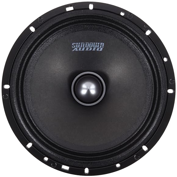 LCMR-8 Sundown Audio Midrange Speaker - 100W RMS, 4-Ohm - 8" Car Audio Midbass Driver with Phase Plug, Ferrite Magnet - High-Efficiency Single Unit (Each)