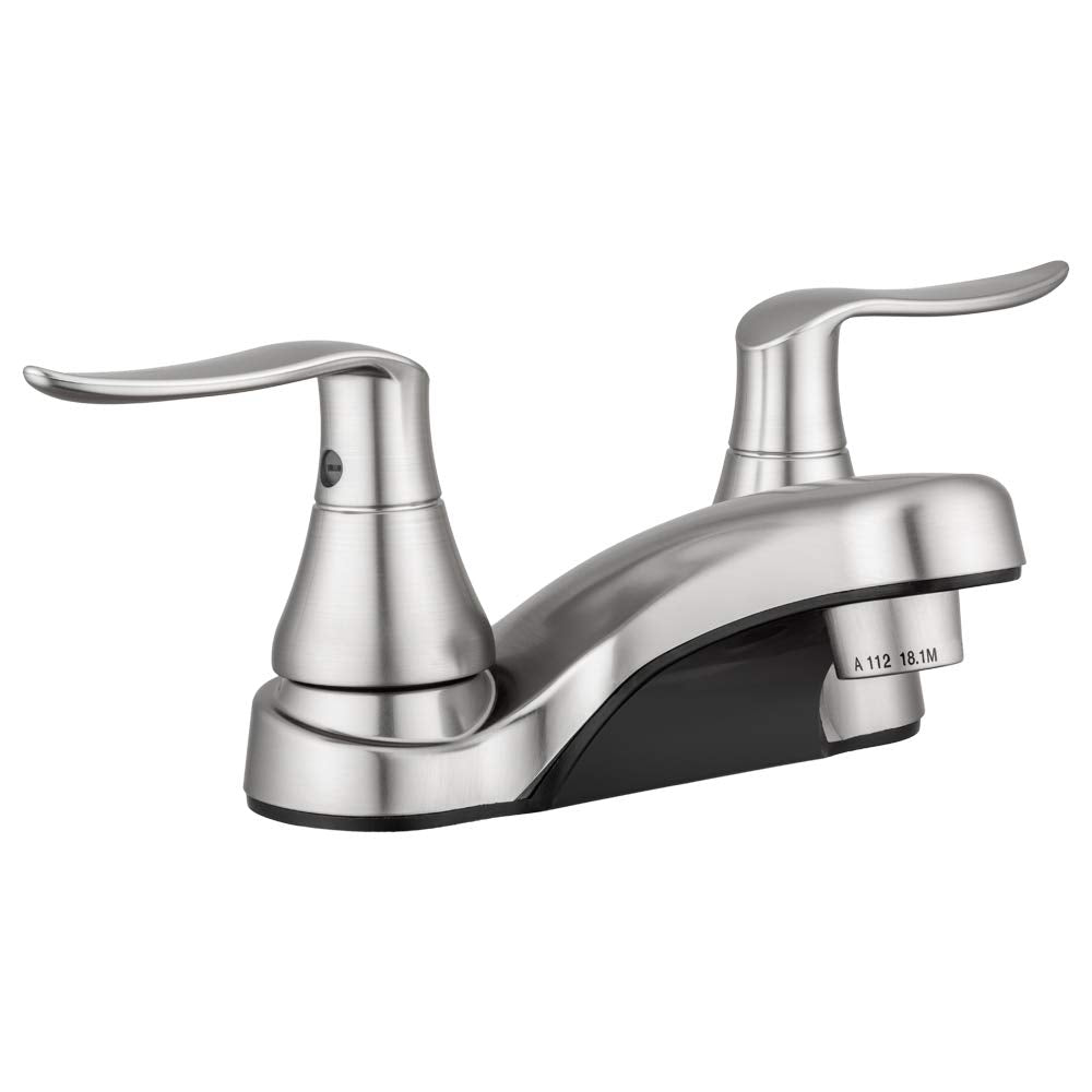 Dura Faucet RV Bathroom Faucet DF-PL700LH-SN with Winged Levers (Satin Nickel)
