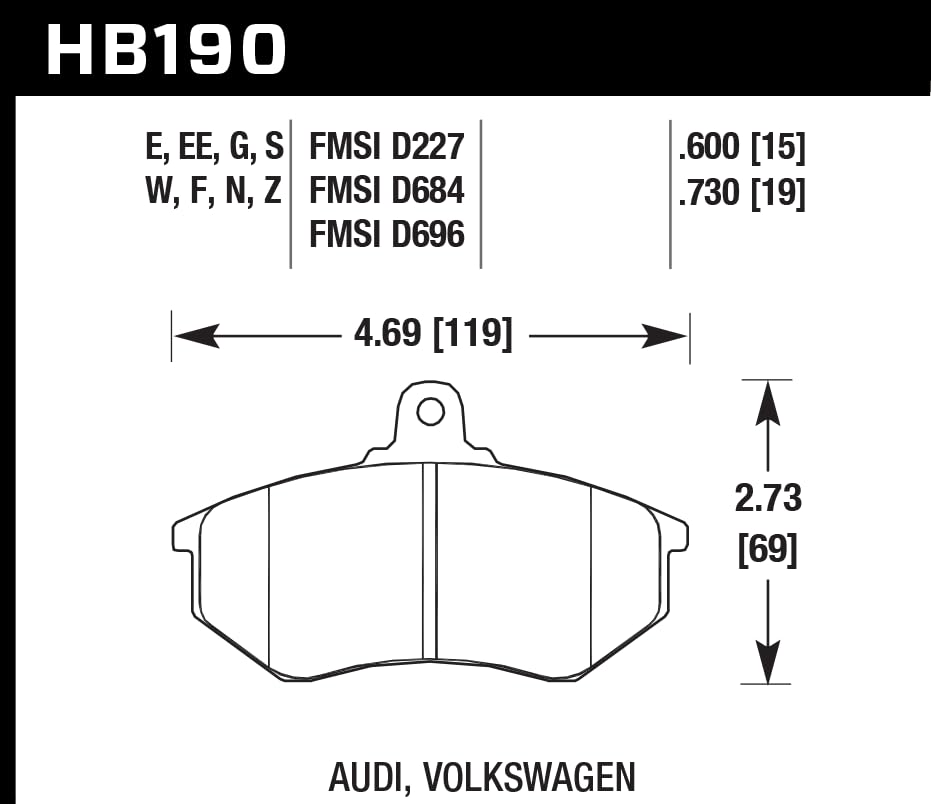 HPS Performance Street Brake Pads Hawk Performance HB190F.600A