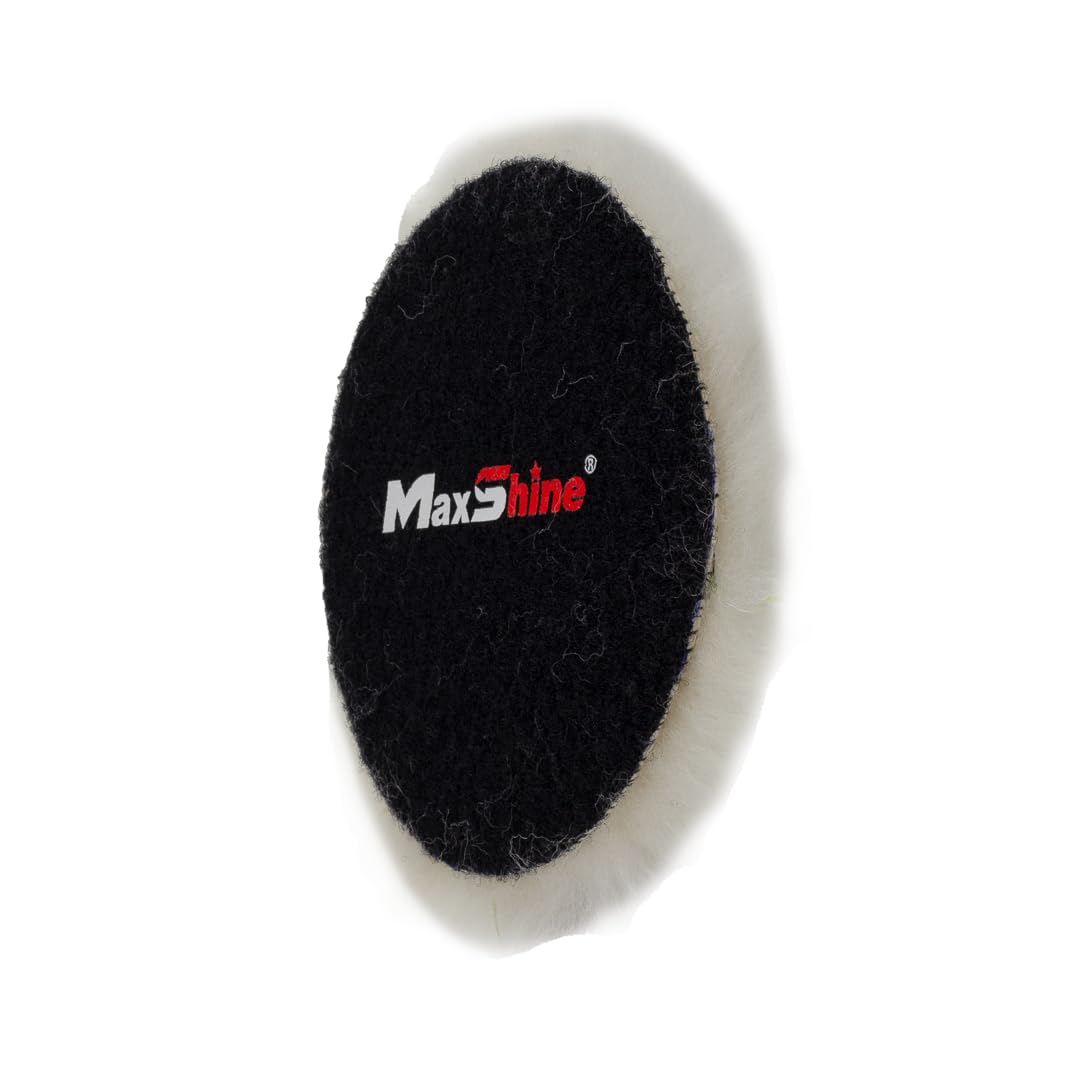 6" Maxshine Universal Wool Buffing Polishing Pad – 100% Natural Wool with Hook & Loop – Professional Pad for Paint Correction & Oxidation Removal – Compatible with DA & Rotary Polishers