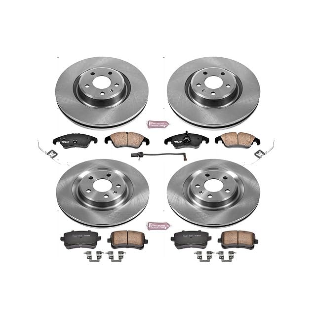 Power Stop Autospecialty KOE6143 Front and Rear Replacement Brake Kit-OE Brake Rotors & Ceramic Brake Pads and 1 Front Sensor Wire For Audi Q5, Audi S4, Audi S5 [Model Specific]