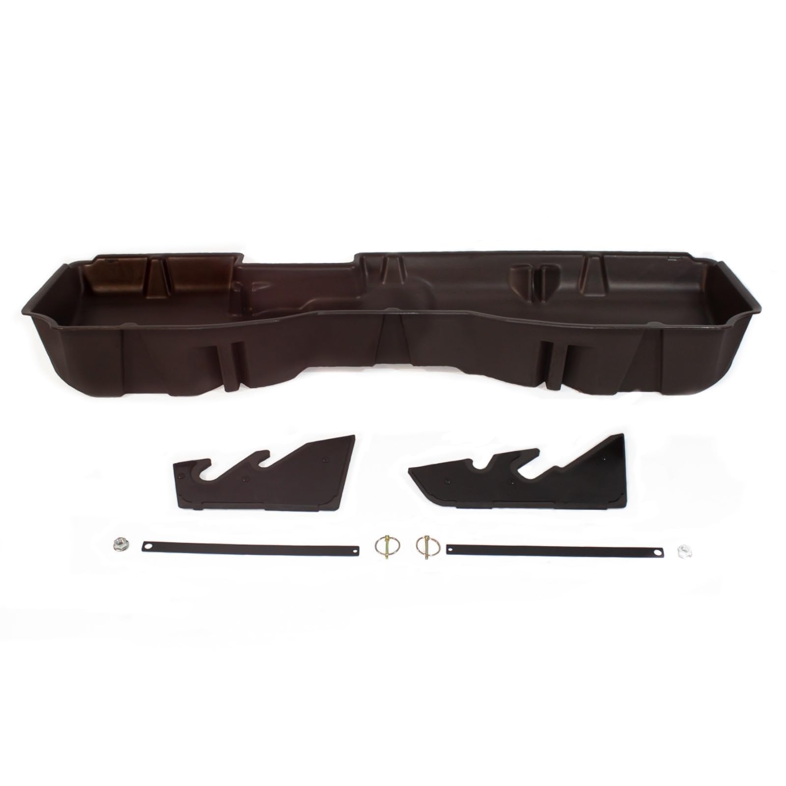 Under Seat Storage DuHa 10303 fits 2014-2018 Silverado/ Sierra Light Duty Crew Cab & 2015-2019 Heavy Duty Crew Cab | Brown Heavy-Duty Back Seat Organizer | Includes Dividers