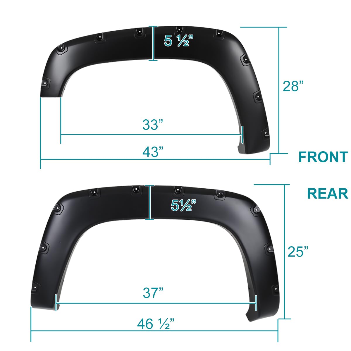 4PC Spec-D Tuning Front + Rear Black Pocket Rivet Style Fender Flares Wheel Cover Compatible with 1988-1998 Chevy GMC C/K 1500 Tahoe Suburban Yukon