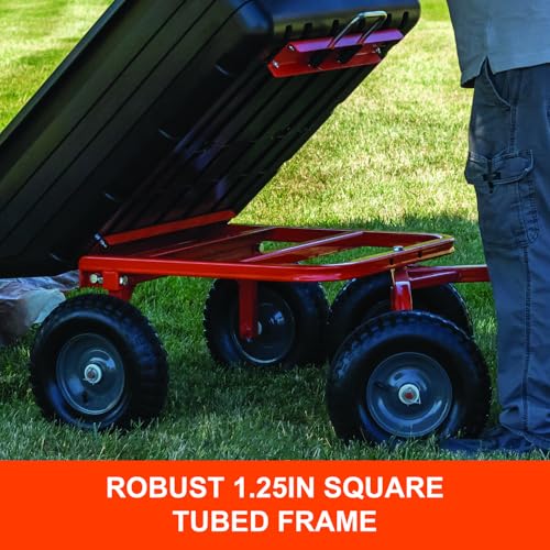 4-Wheel Agri-Fab 45-0594 Poly Convertible Pull/Tow Garden Dump Cart 1,200lb Tow Capacity Black