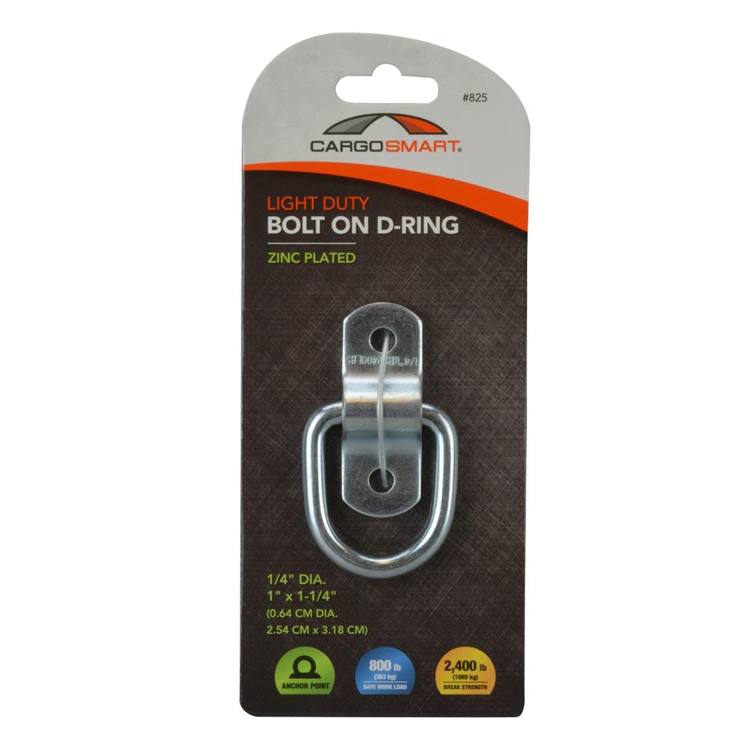D-Ring Light Duty Bolt On, 1/4" Diameter, 1" x 1 1/4" 2,400 lb 1 Pk