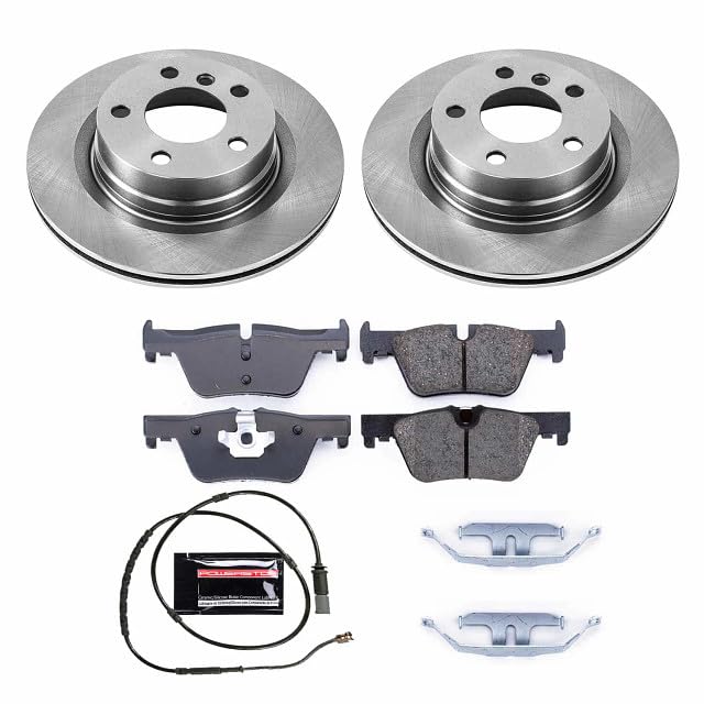 Power Stop KOE6656 Rear Replacement Brake Kit-OE Brake Rotors & Ceramic Brake Pads and 1 Sensor Wire Rear