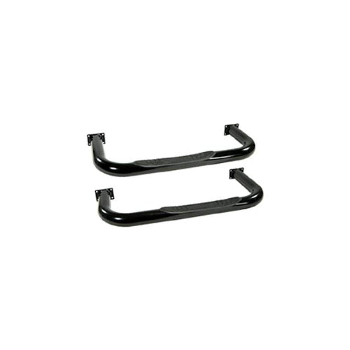 Tube Side Step Kit Rugged Ridge 11590.01, Round, 3 Inch, Black; 76-83 Jeep CJ5