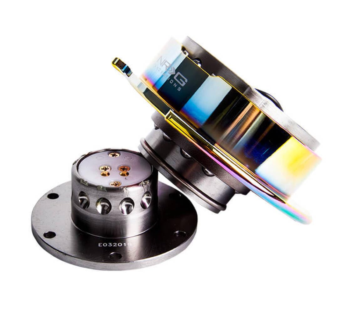 NRG Innovations Gen 2.5 NRG-SRK-250GM-MC Race Steering Wheel Quick Release Kit Adapter Gun Metal Body/Neo Chrome Ring, 6x70 and 6x74mm Bolt Patterns