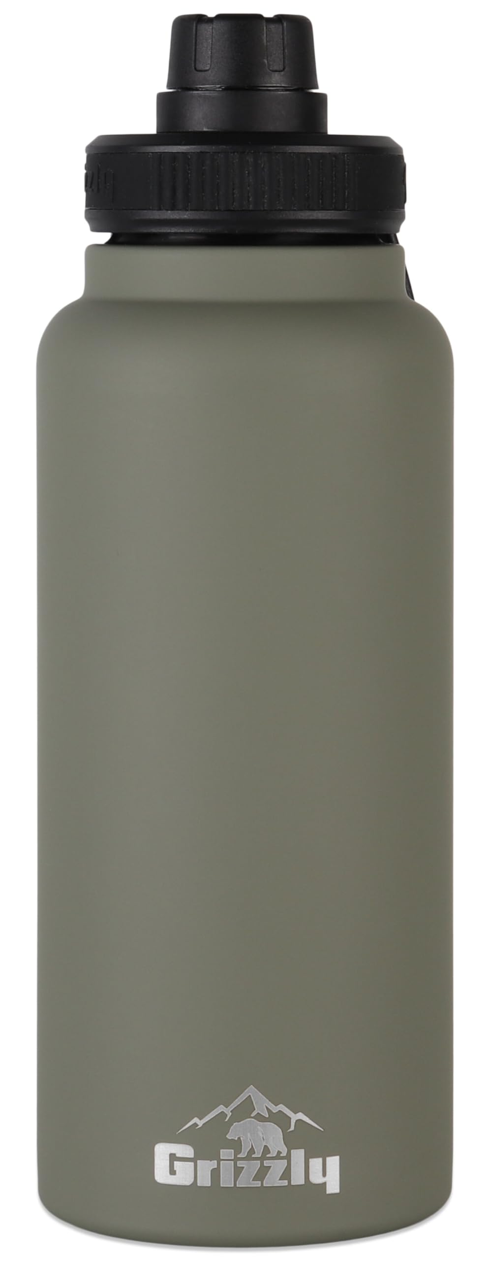 30oz Grizzly Water Bottle | Vacuum Insulated | Leak Resistant Lid | Stainless Steel | for Gym Hiking Beach Sports Camping | Lunar Green