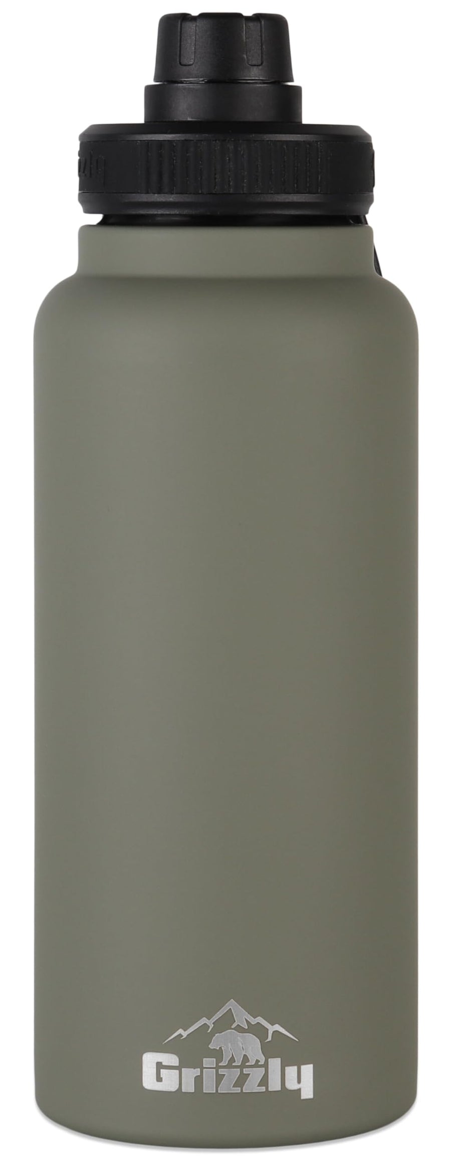 30oz Grizzly Water Bottle | Vacuum Insulated | Leak Resistant Lid | Stainless Steel | for Gym Hiking Beach Sports Camping | Lunar Green