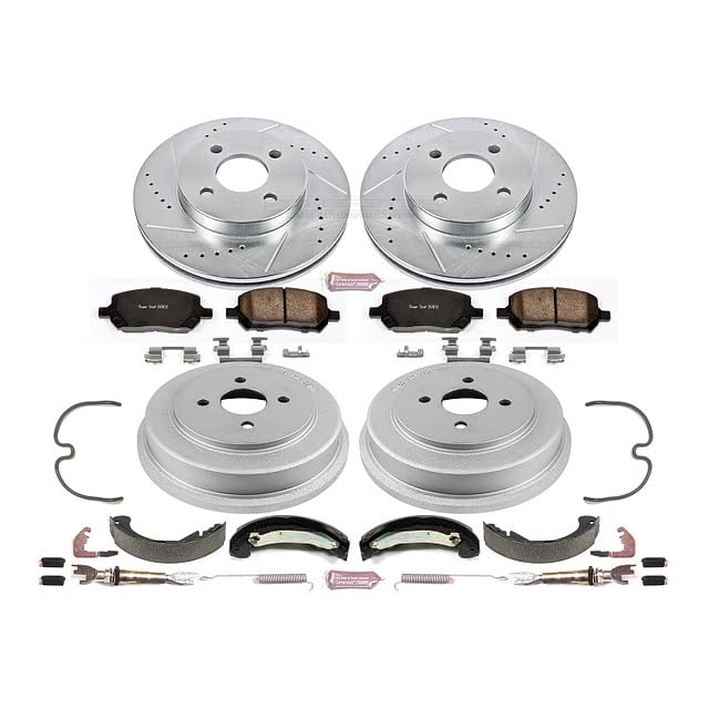 Power Stop KOE15224DK Front and Rear Replacement Brake Kit-OE Brake Drums & Ceramic Brake Pads For Saturn Ion 2003-2004 [Model Specific]