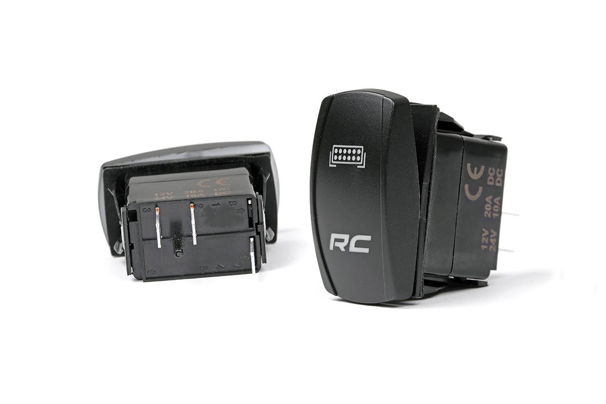 Backlit Rough Country 2"x1" Rocker Switch | Blue Back Light -709SW, Single LED Rocker, Black