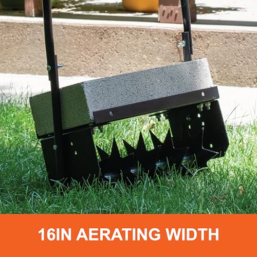 Push Agri-Fab 45-0365 Aerator Lawn Tool,16 Inch Push Lawn Aerator With 5 Aerating Spikes, Used for Lawn Care Maintenance