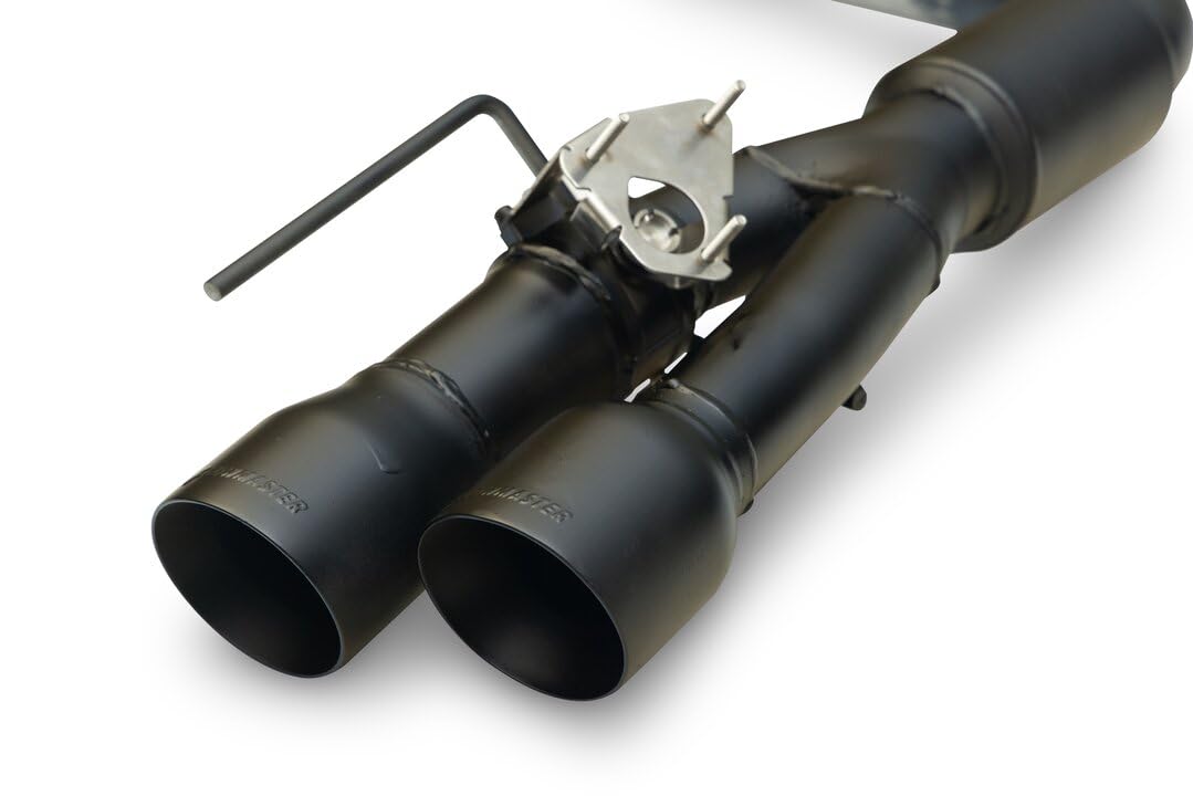 Outlaw Series Flowmaster 818159 Axle-Back Exhaust Kit 3 Inch 409 Stainless Steel with 4 Inch Black Quad Tips with Valves Compatible with 2024 Ford Mustang GT 5.0L Coyote and 2.3L EcoBoost