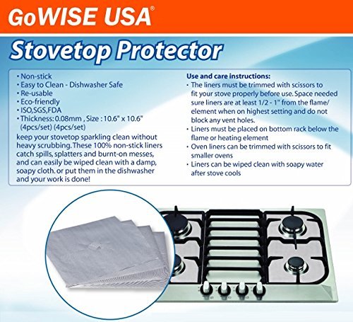Non-Stick GoWISE USA Stovetop Protector - Gas Range Appliances 4 Pcs GW22617