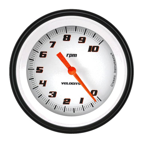 Velocity Classic Instruments 3 3/8" Tach 10K White VS10WBLF