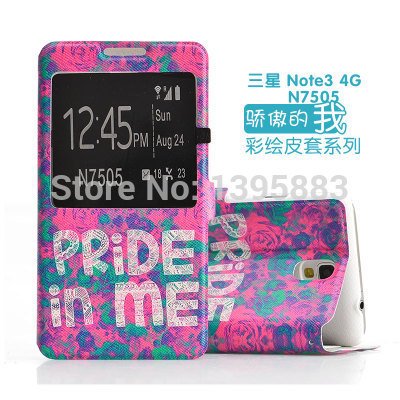 PU Leather Lovely pattern Stand Flip Pouch View window case Cover for Samsung Galaxy Note 3 Lite Neo N7505 Note 3 Mini((200003699)14)