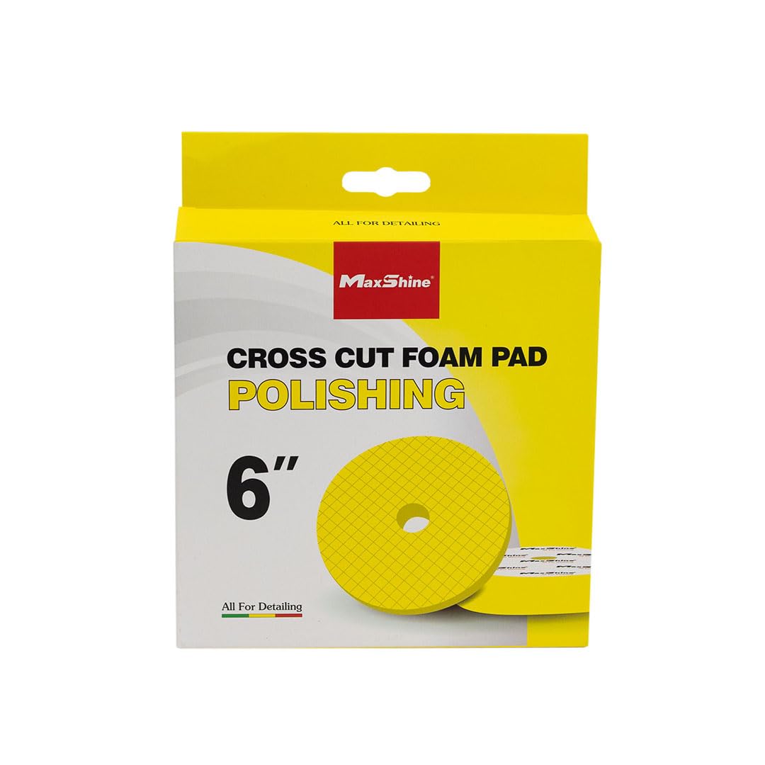 6" Maxshine Universal Cross Cut Polishing Foam Pad – Hook & Loop – DA & Rotary Polisher Compatible – Scientifically Designed Cross Cut for Heat Control & Efficient Compound Delivery