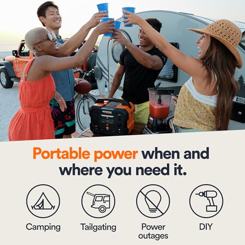 Portable Power Station Generac 1086Wh with Lithium-Ion Battery - Clean, Emission-Free Power - Wirless Charging Pad and Compact Design - Camping, RV, Indoor/Outdoor Use - Orange/Black