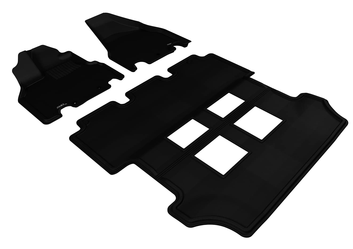 3D MAXpider Kagu Custom Fit Floor Mat (Black) for 2011-2017 Honda Odyssey EX - 1ST Row 2ND Row