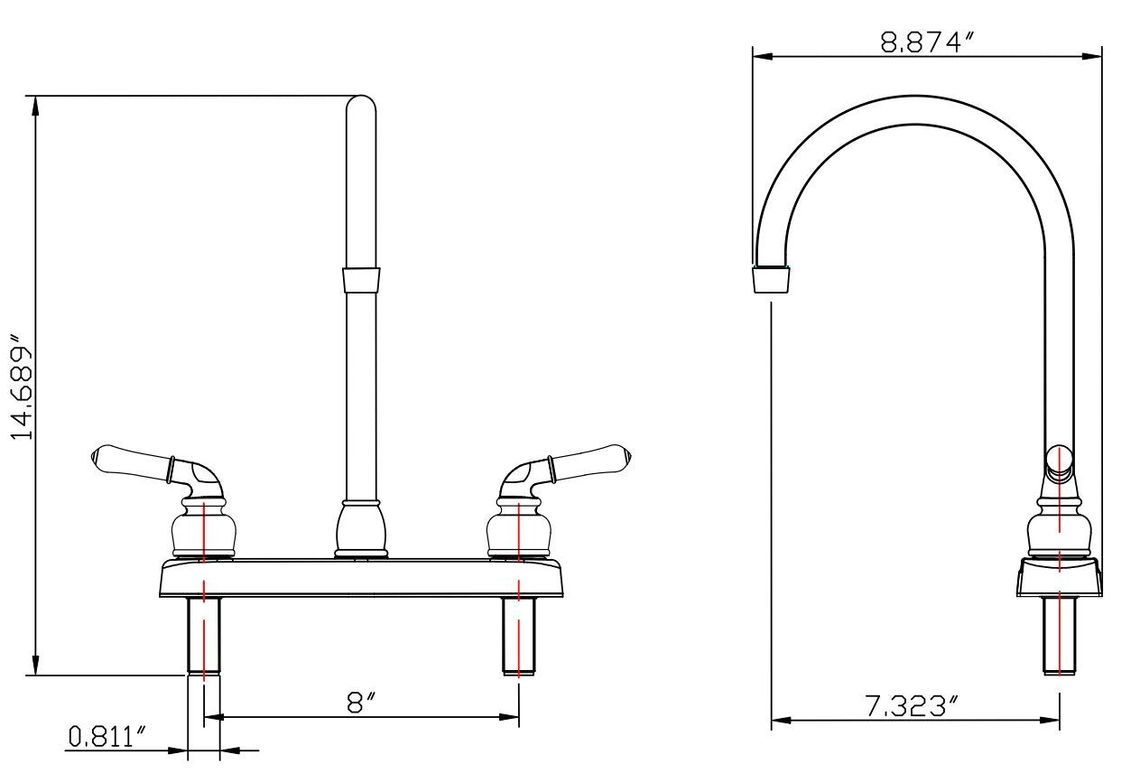 Dura Faucet RV DF-PK330HLH-CP Elegant J-Spout Swivel Kitchen Sink Faucet, Two Handle (Chrome)