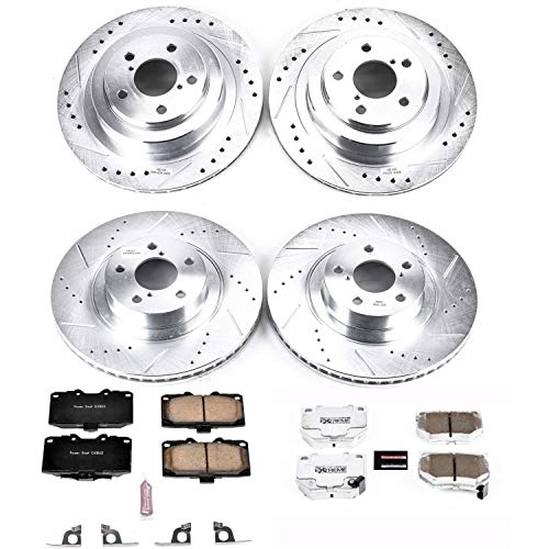 Power Stop K2368-26 Z26 Carbon Fiber Brake Pads Front and Rear with Drilled & Slotted Brake Rotors Kit For Subaru Impreza 2006-2007 [Model Specific]