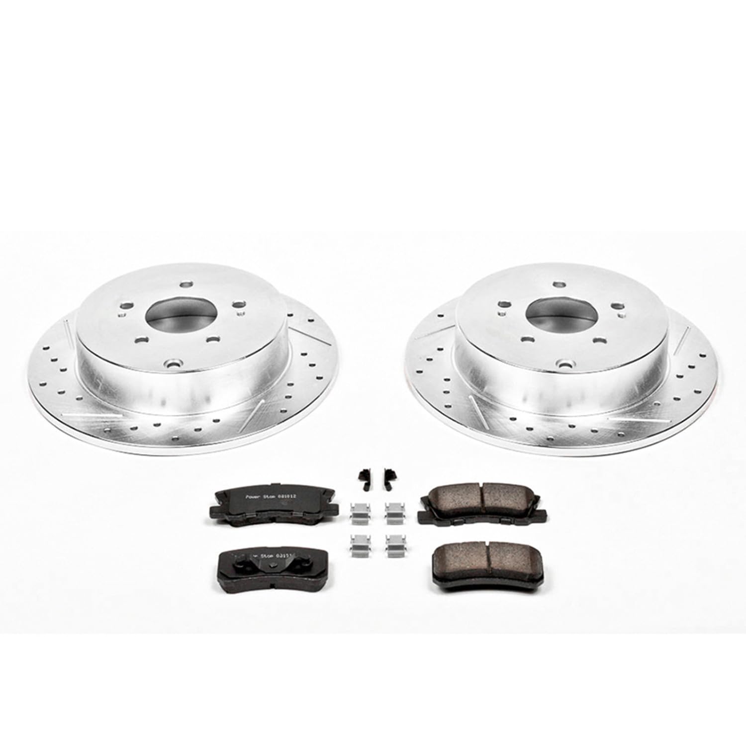 Power Stop K5260 Z23 Carbon Fiber Brake Pads with Drilled & Slotted Brake Rotors Kit For Mitsubishi Endeavor 2004-2008, Mitsubishi Endeavor 2010-2011 [Model Specific]