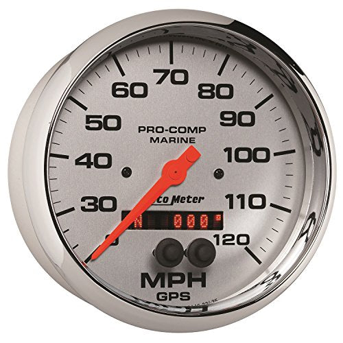 Speedometer AutoMeter 200646-35 Gauge (Marine Chrome Ultra-Lite 5", 120Mph, GPS, Marine Chrome)