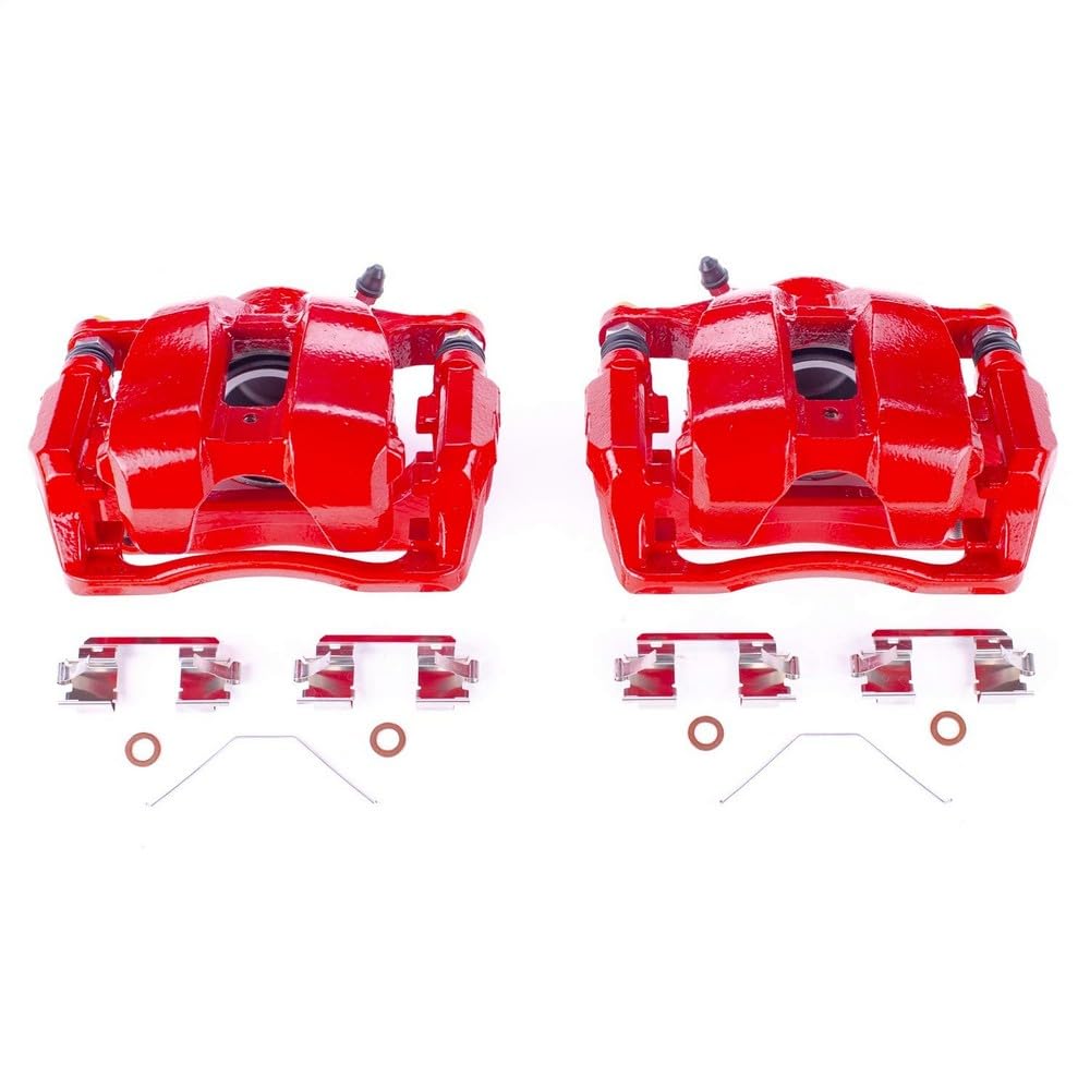 Power Stop Pair of High-Temp Red Powder Coated Front Calipers For Acura RDX 2013-2018, Acura RLX 2014-2020 [Model Specific]