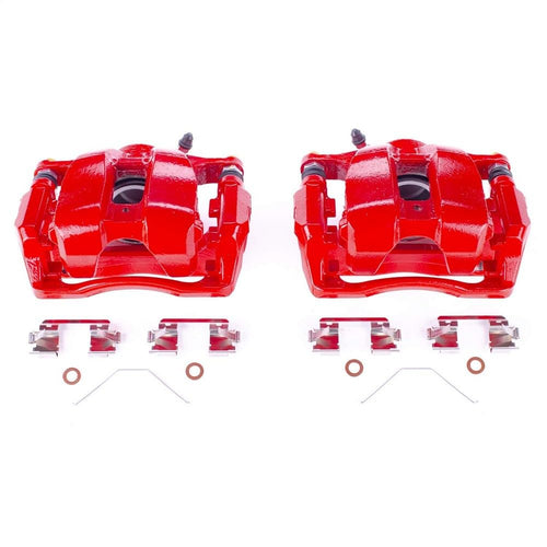 Power Stop Pair of High-Temp Red Powder Coated Front Calipers For Acura RDX 2013-2018, Acura RLX 2014-2020 [Model Specific]