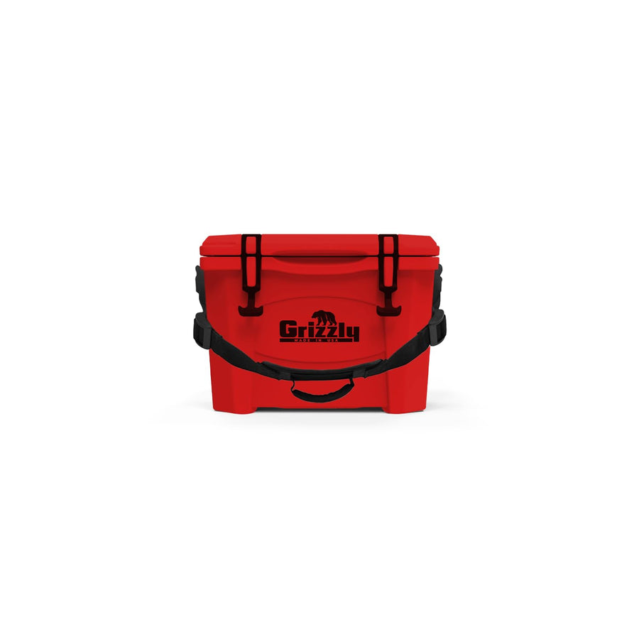 15 Cooler Grizzly | 15 qt Ice Chest Durable Rotomolded Insulated | Made in USA | Warranty for Life | For Beach Boat Camping Fishing Hunting | G15 | Red
