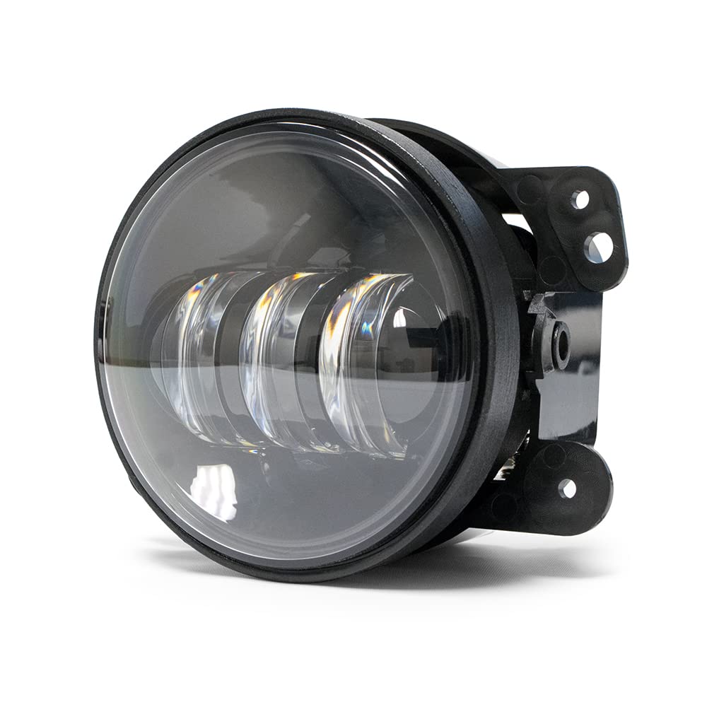 LED Fog Light Kit DV8 Offroad compatible with Jeep Wrangler JK 2007-18 | 4 Inch Round | OEM Replacement | Factory Connectors | Sold as Pair | R4FL16W3W