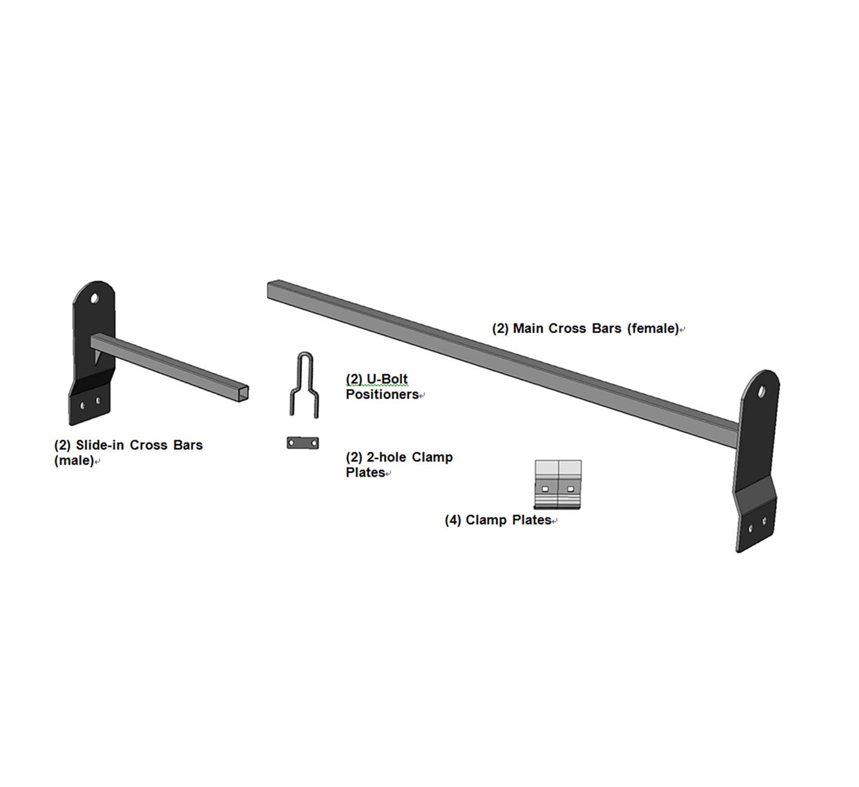 Black Horse off Road Adjustable Three Bars Black Steel Roof Ladder Rack Utility Cross Bar with Stoppers Fit 2003-2024 Chevy Express/GMC Savana|1999-2014 Ford Econoline - 600 LBS Weight Capacity.