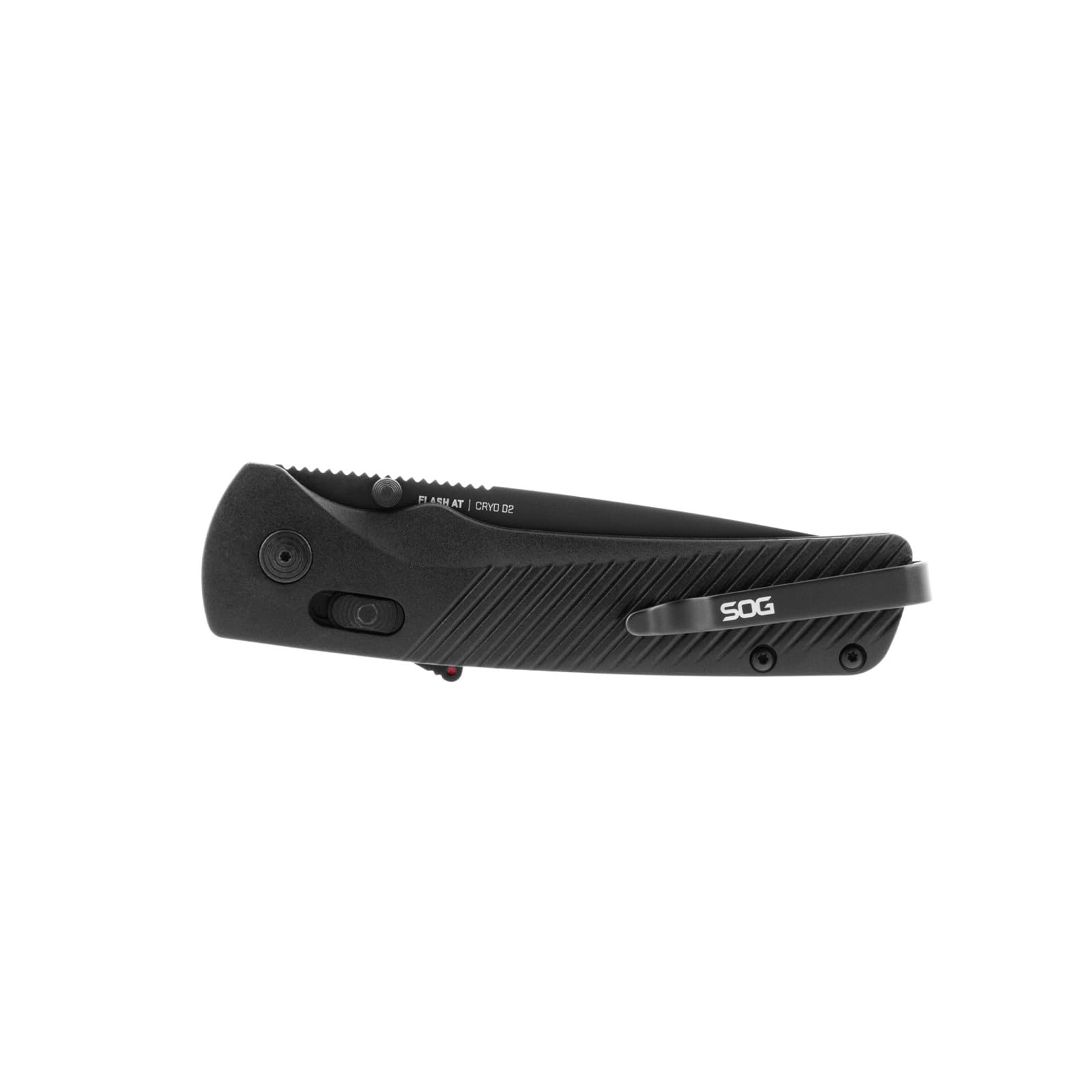 SOG Flash AT Ambidextrous Daily Carry Partially Serrated Pocket Folding Knife | Ergonomic Handle | D2 Steel Blade, Blackout