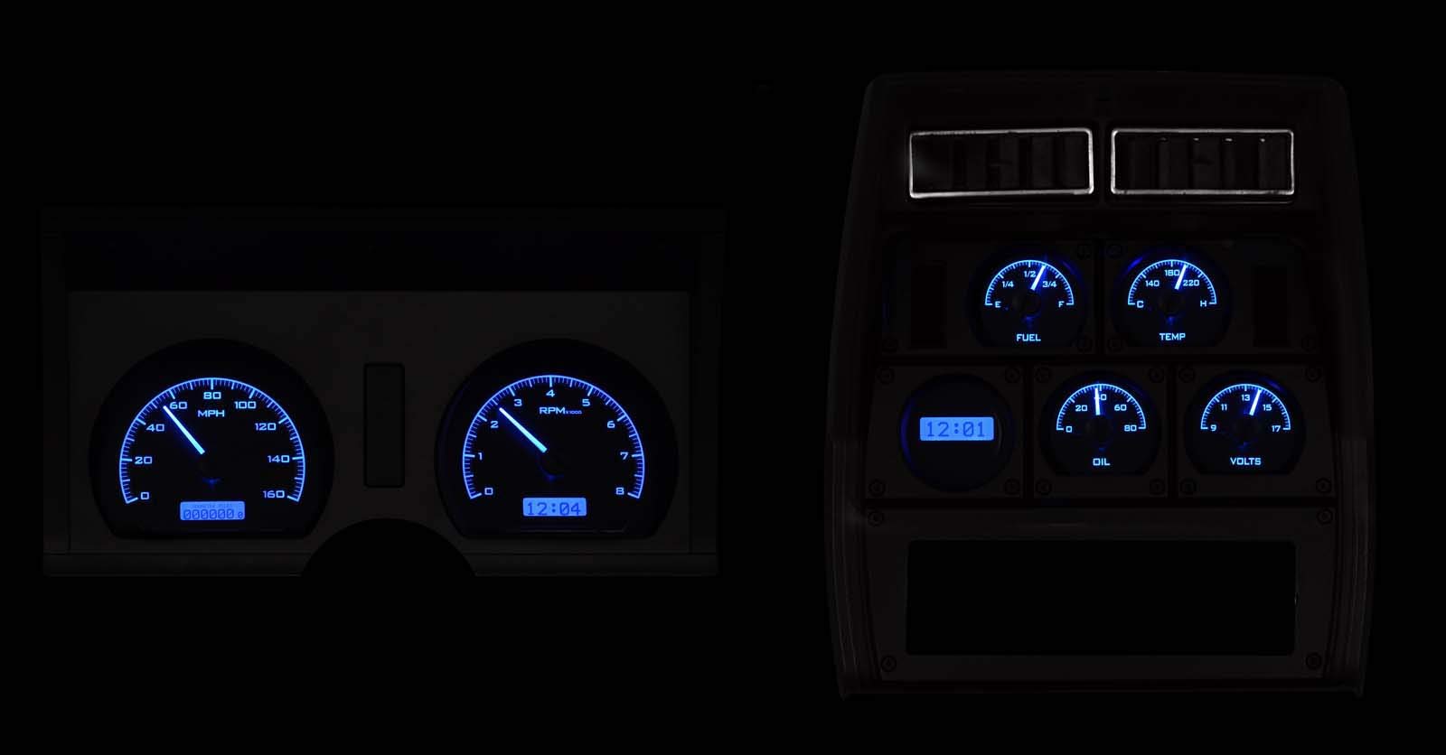 Dakota Digital VHX-78C-VET-K-B Analog Dash Gauges Black Alloy Blue 78-82 Chevy Corvette