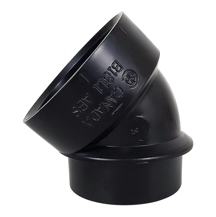 ICON 14847 ABS Fitting, 45' Elbow, Short Street, Hub-Spigot, 1.5"