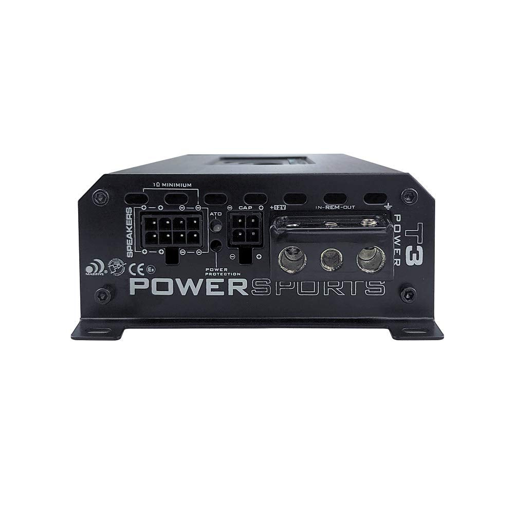 Massive Audio T3 1-Ohm Mono Block Marine Amplifier | 1400W RMS Waterproof Marine Amp, Compact Class D Power for Boats, UTV, ATV & Outdoor Systems